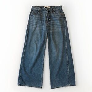 Bershka Wide Leg Jeans Medium Wash Denim 100% Cotton Women’s Size 6